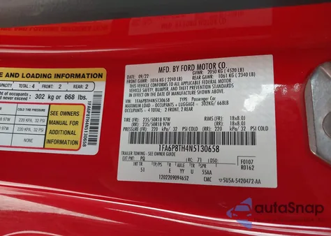 2022 Ford Mustang Ecoboost Premium Fastback из США, поврежденный, VIN 1FA6P8TH4N5130658